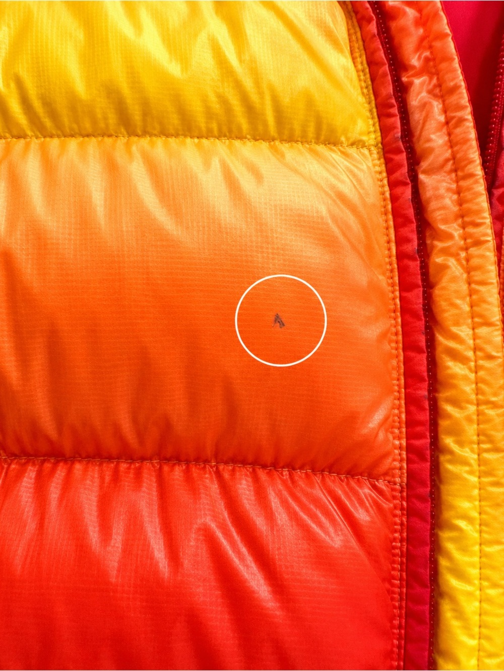 Nike ACG Red Orange Yellow Gradient Puffer Jacket - Picture 7 of 9